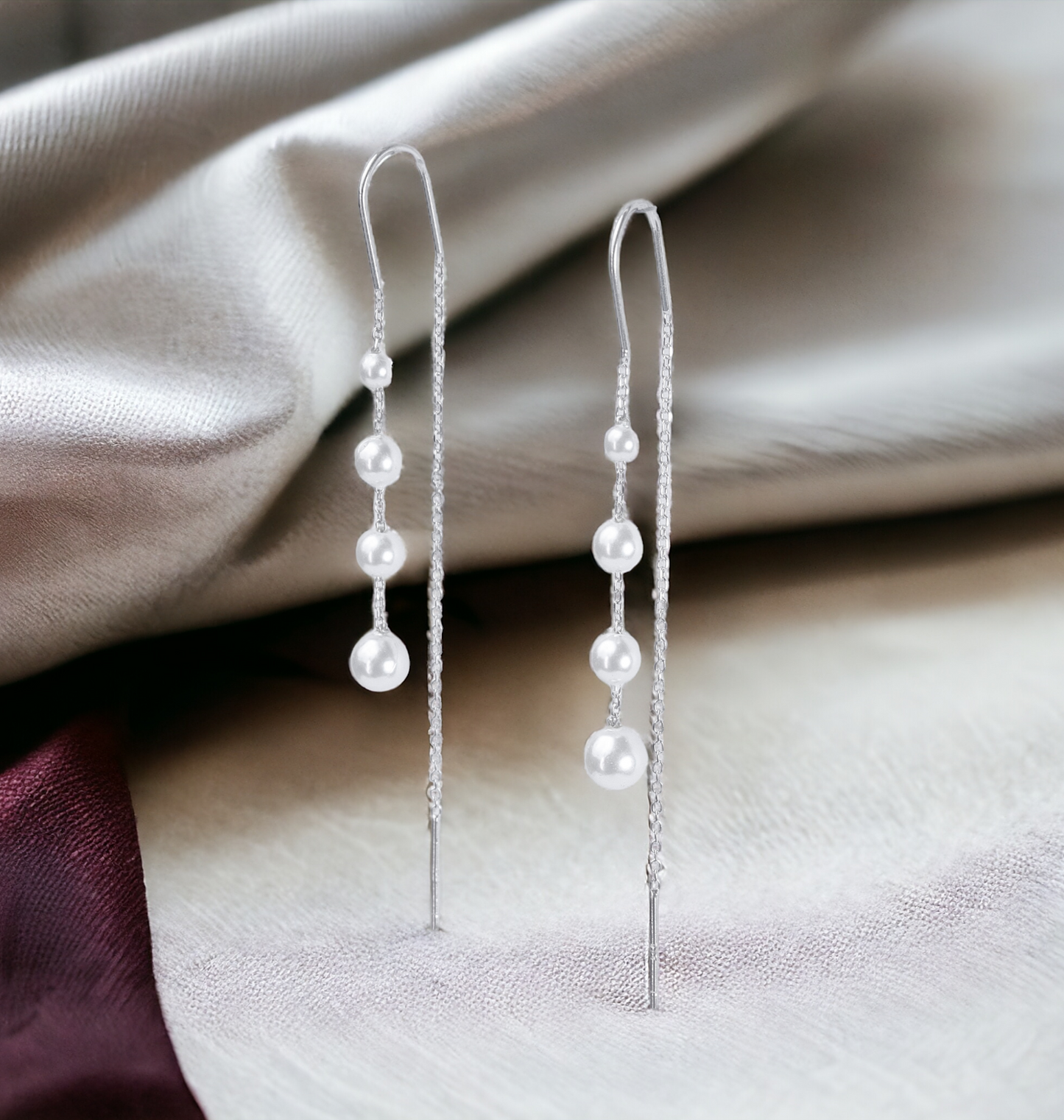 Silver Pearl Danglers