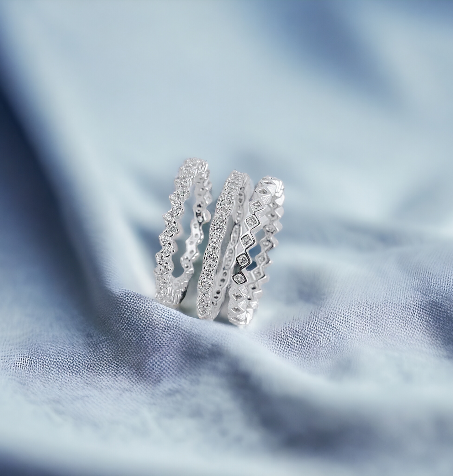 3 in 1 Silver Stone Ring
