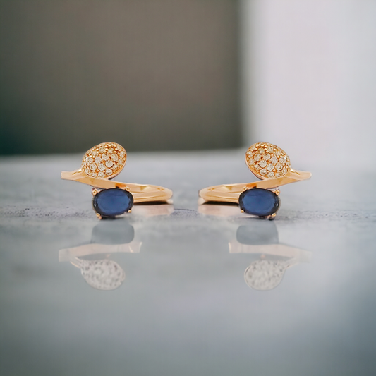 Oval Blue Sapphire CZ Toe Ring