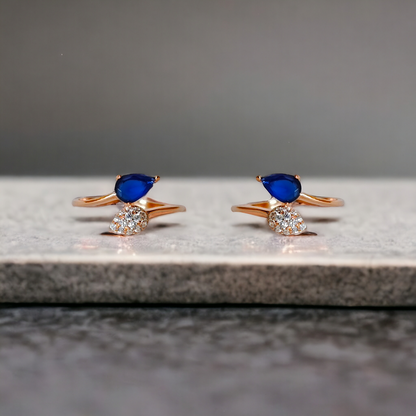 Pear Blue Sapphire CZ Toe Ring