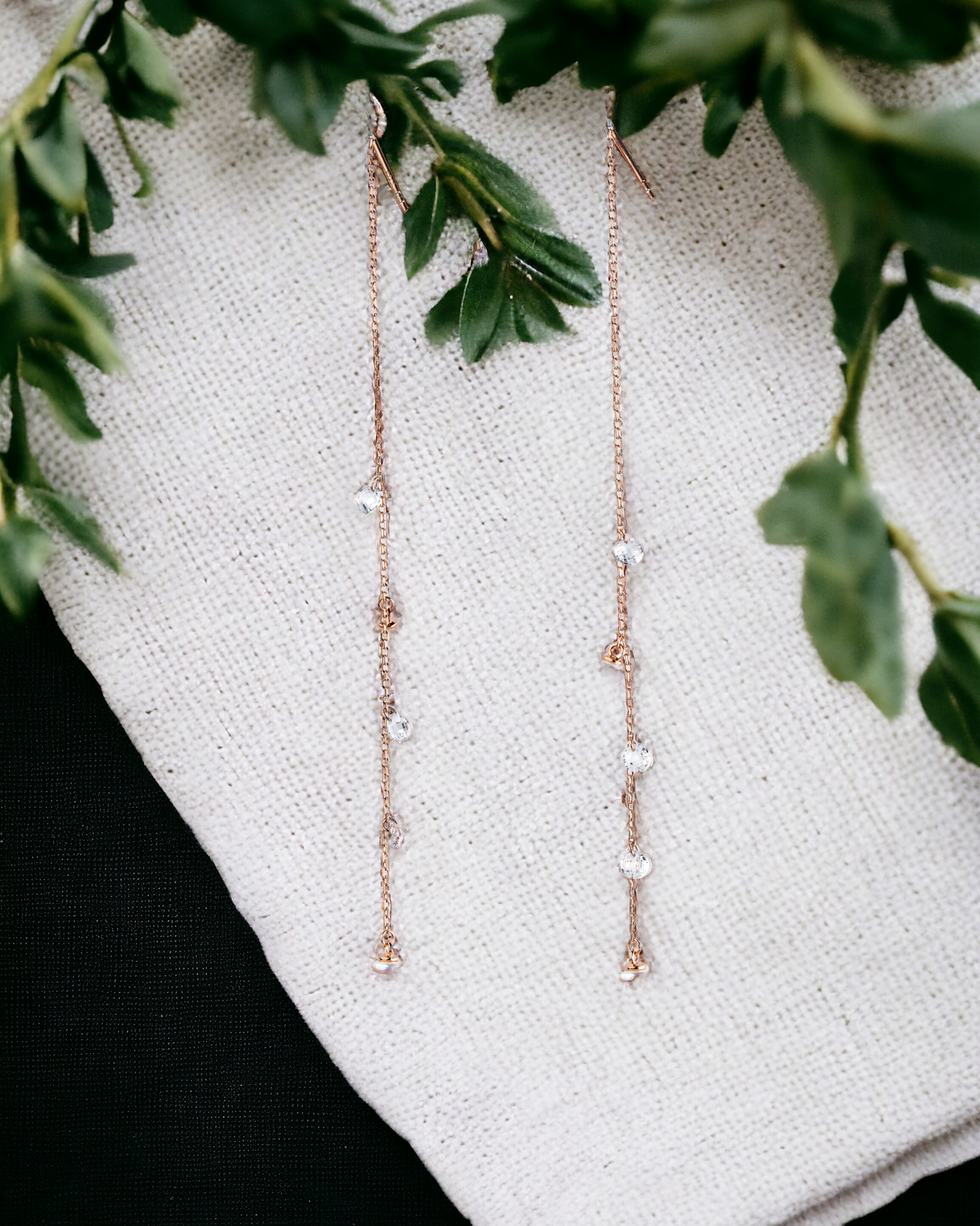 Diamond Pearl Lariat Set