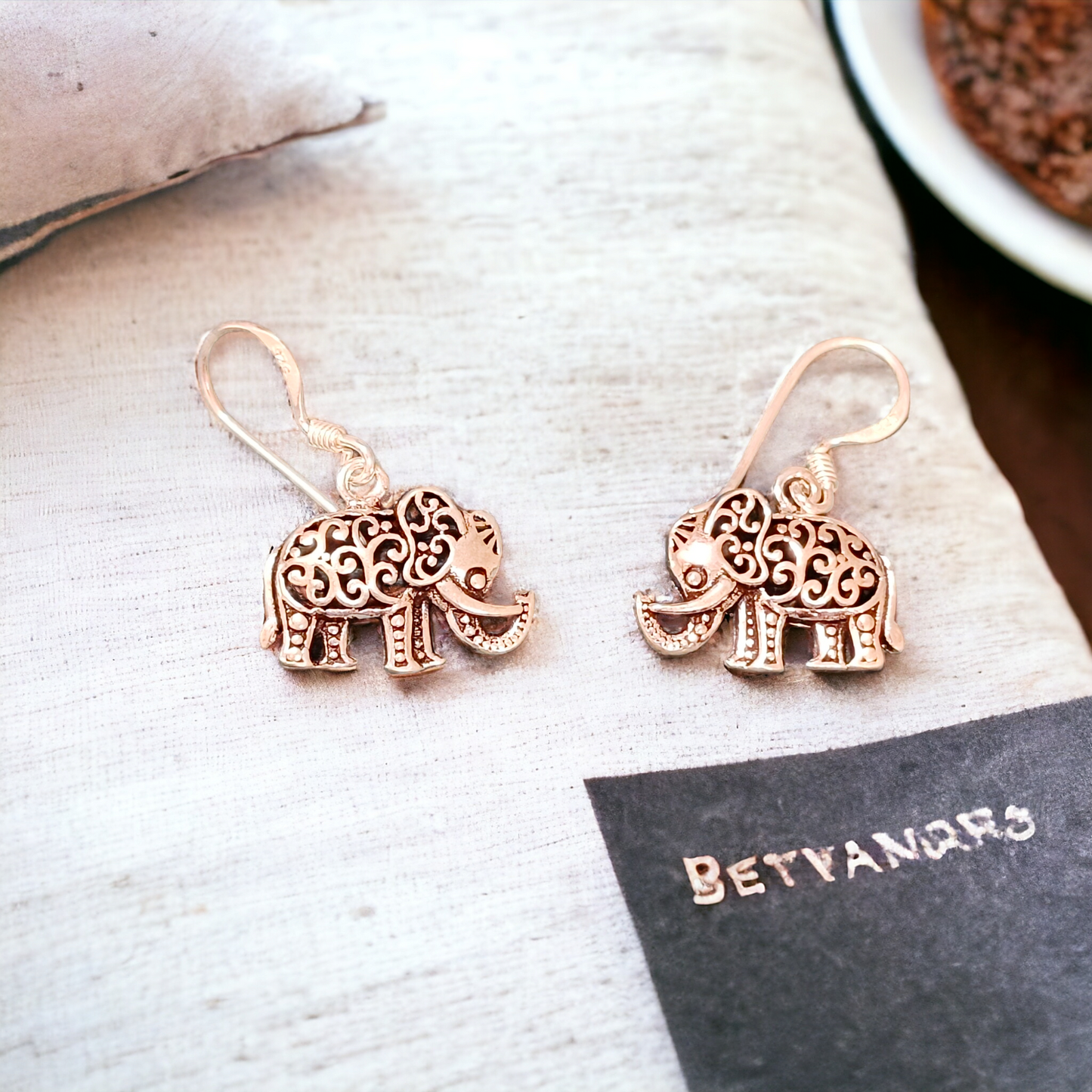 Oxidised Elephant Earrings