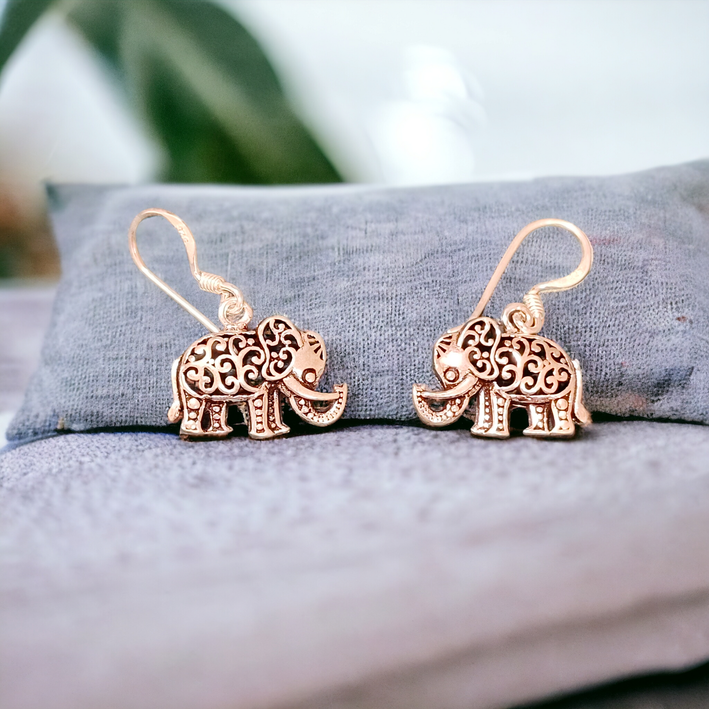 Oxidised Elephant Earrings