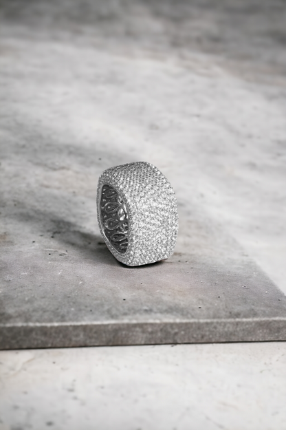 Silver Square Studded Ring
