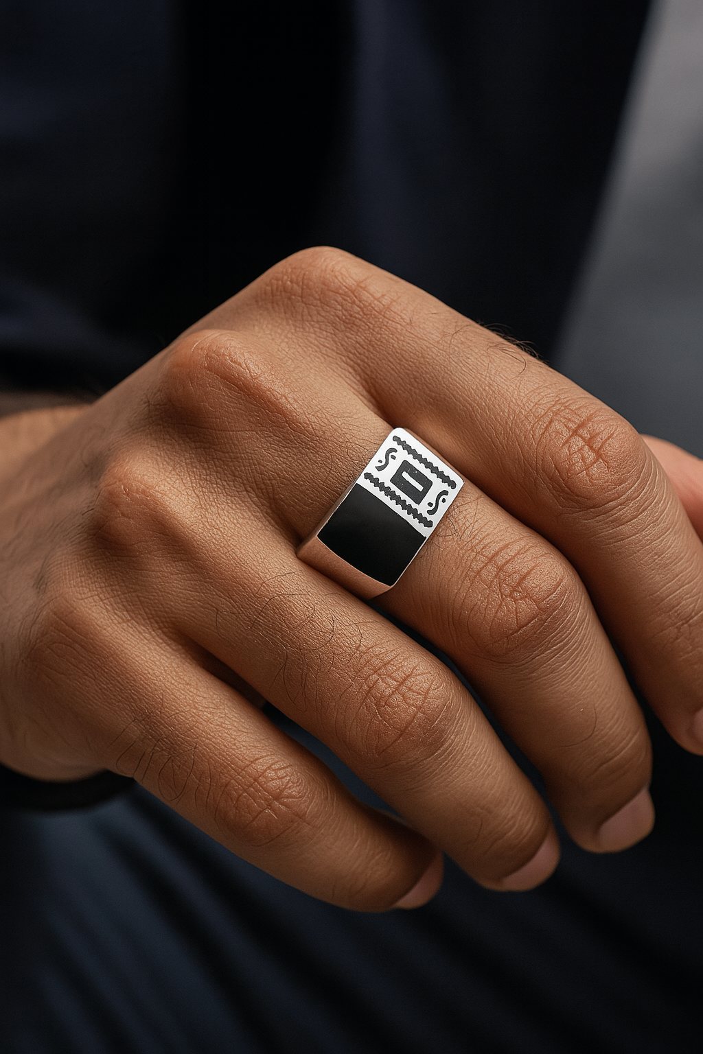 Black Onyx Silver Ring