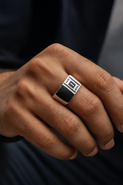 Black Onyx Silver Ring