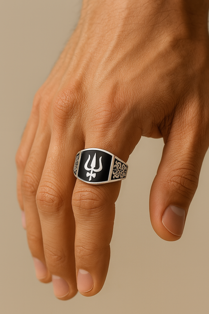 Mahadeo's Trishul Silver Ring