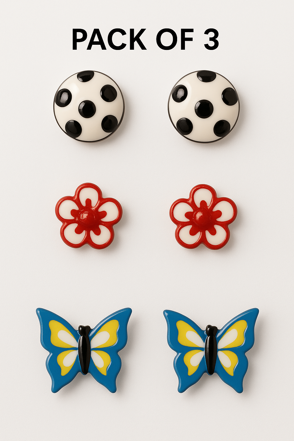 Pack of 3 Baby Charms Studs