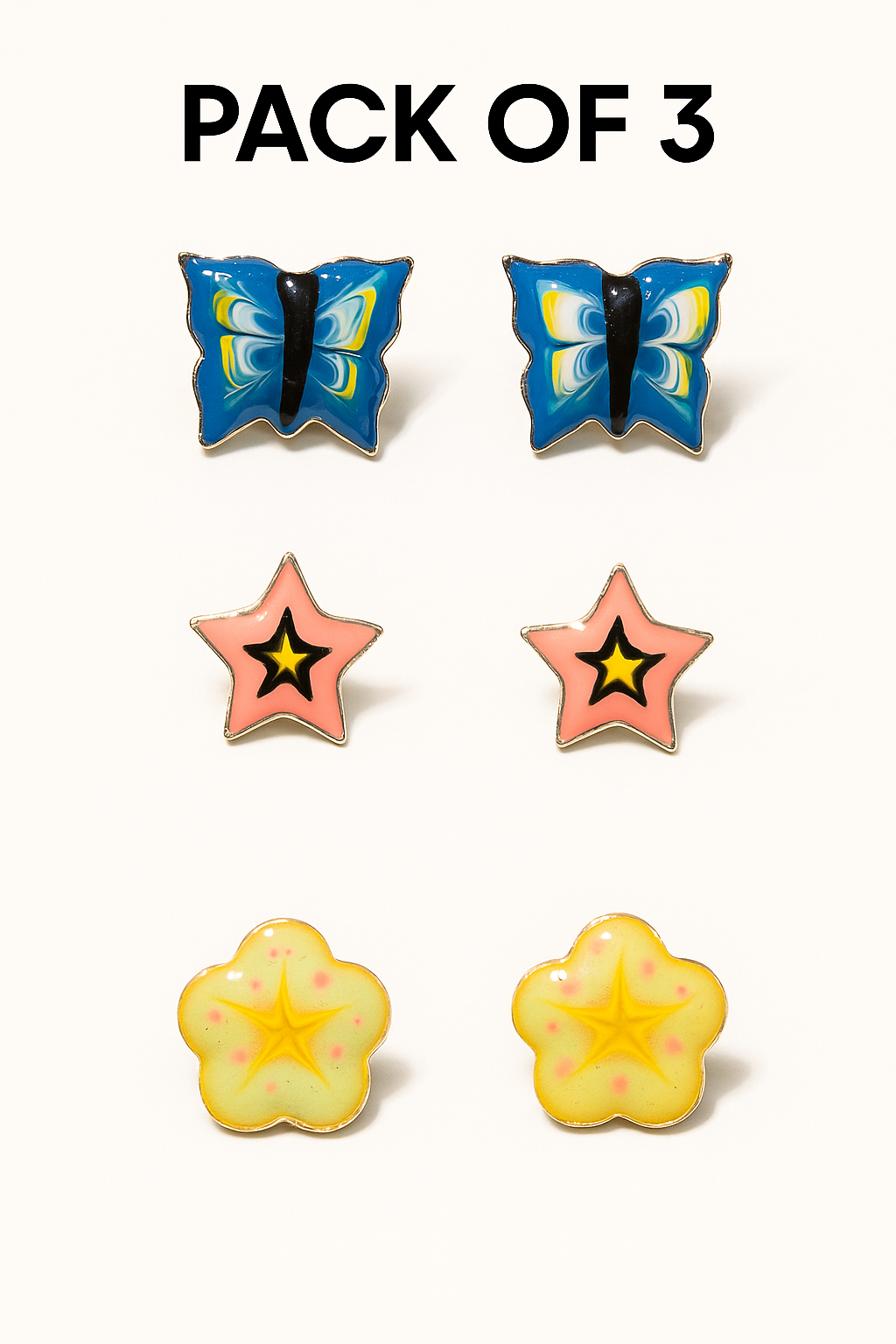 Pack of 3 Baby Charms Studs