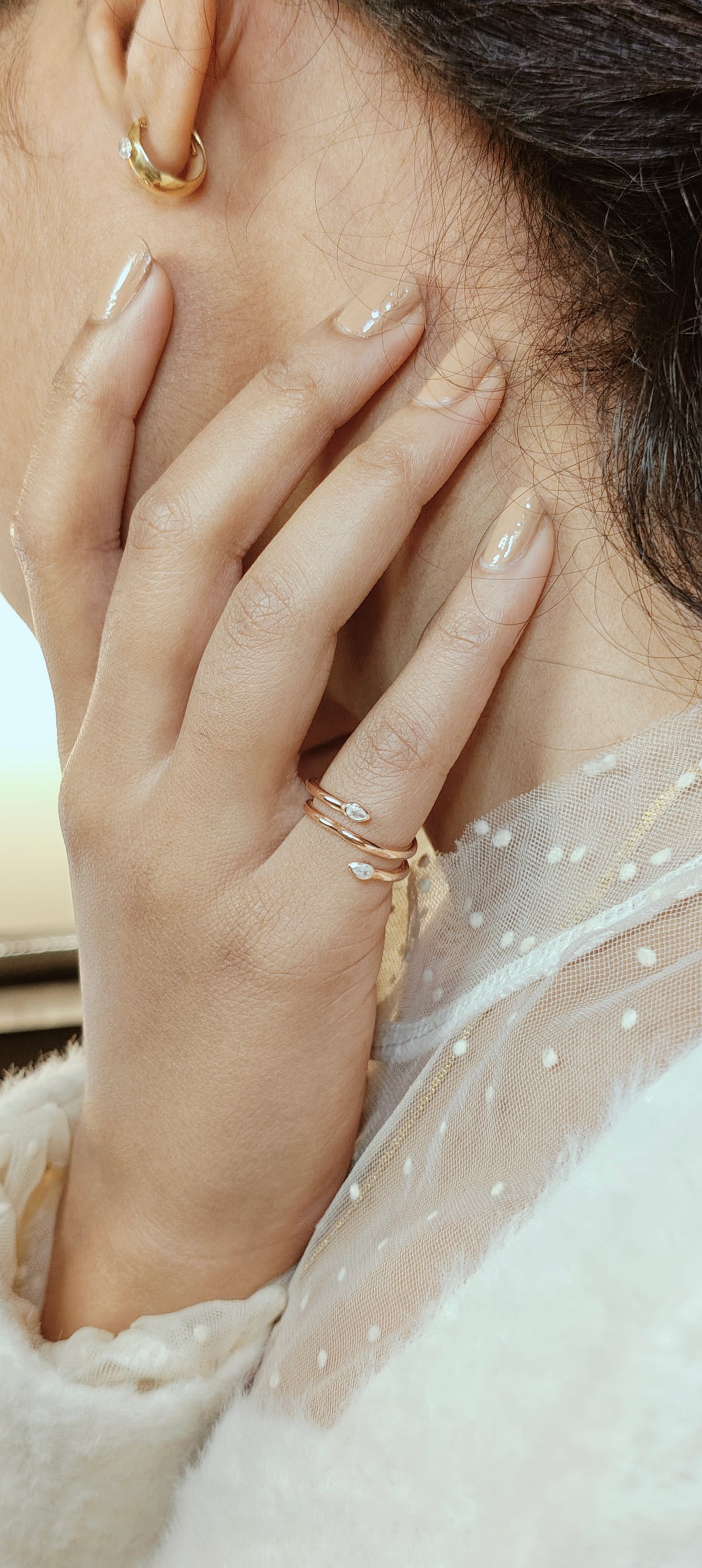 Dual Pear Spiral Silver Ring (RG)