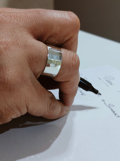 Men's Shinning Silver Ring (Wide)