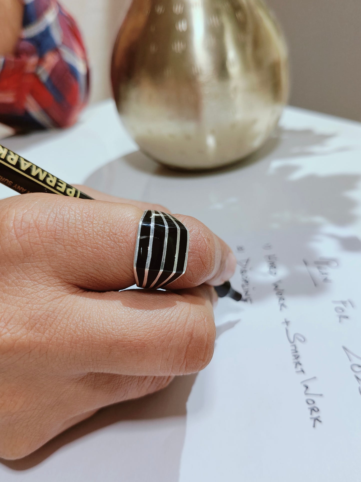 Vintage Black n White Silver Ring