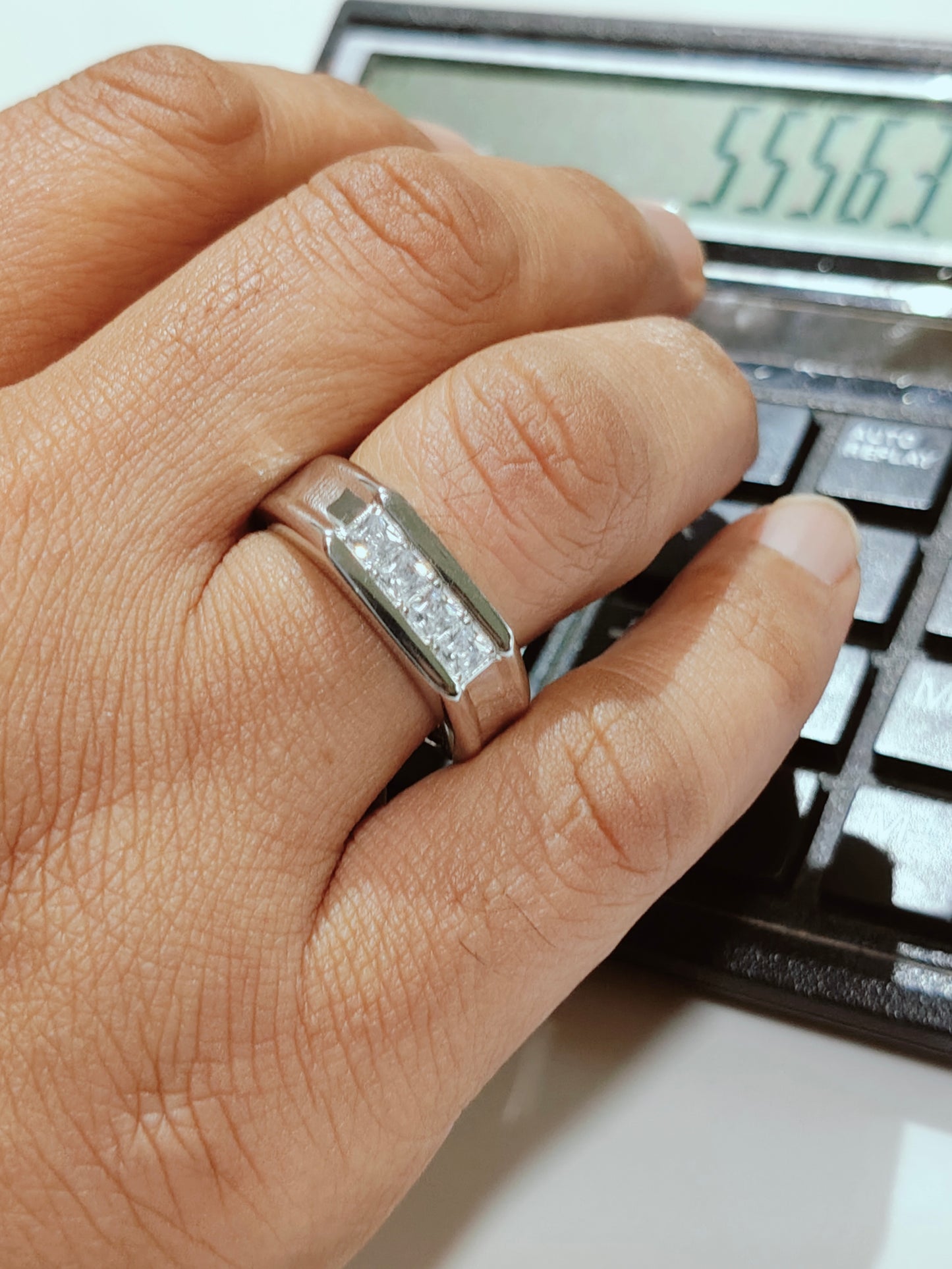 Men's Silver Solitaire Ring