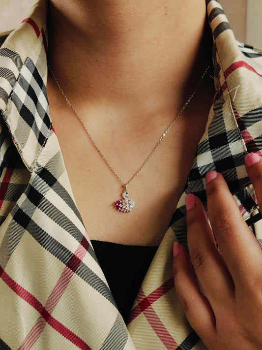 Pink Crystal Swan Chain