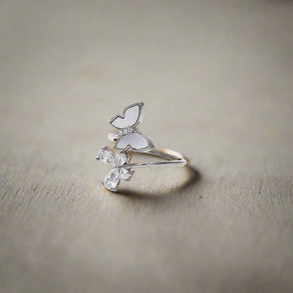 MOP CZ Butterfly Ring SIL02