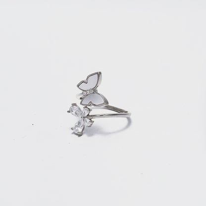 MOP CZ Butterfly Ring SIL02