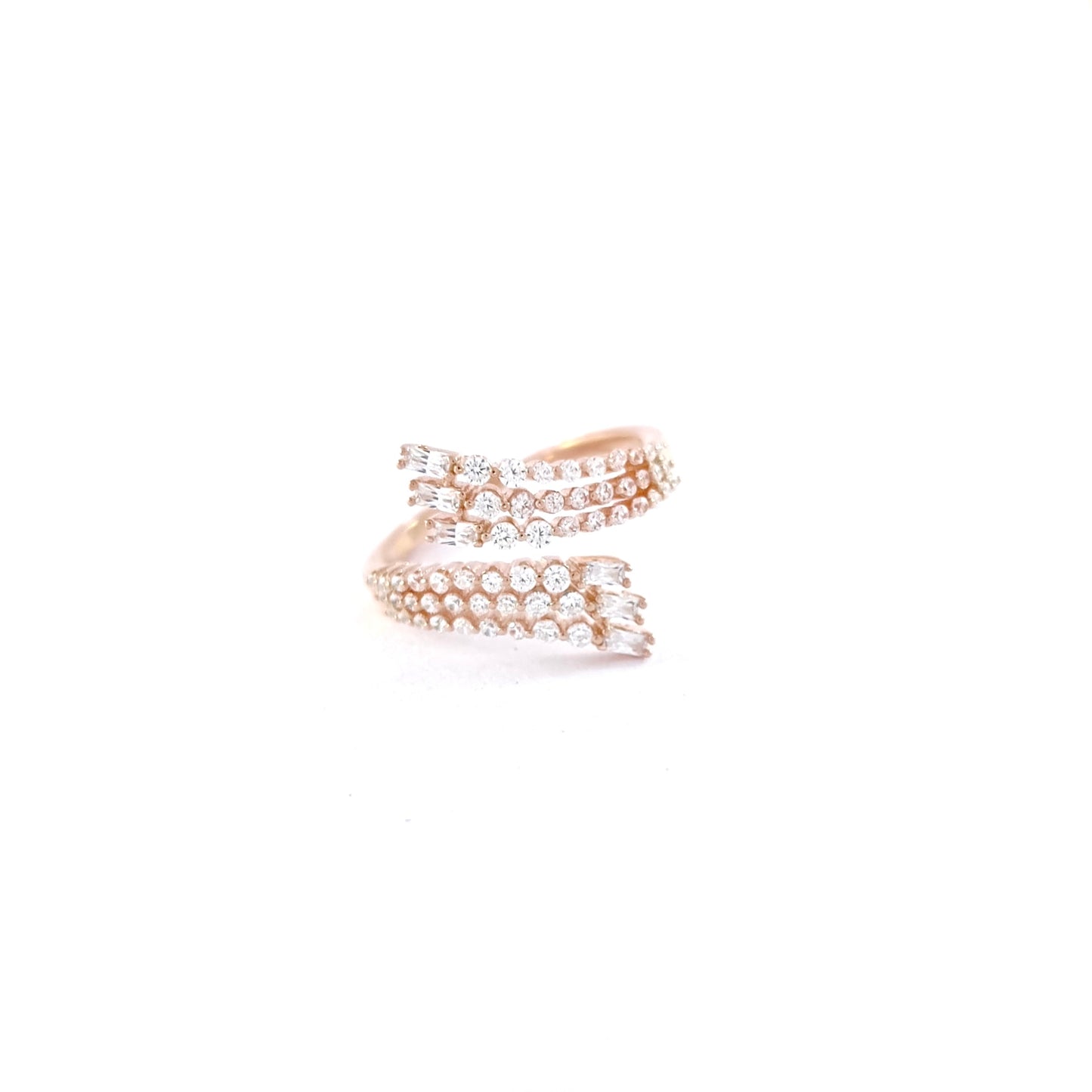 3 Line Rosegold Baguette Ring