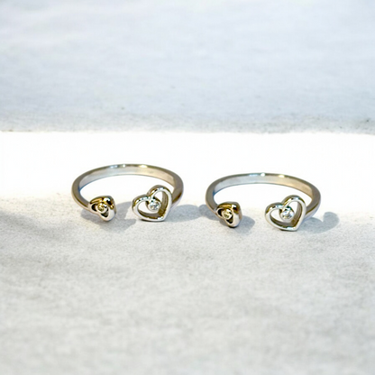 dual heart toe ring