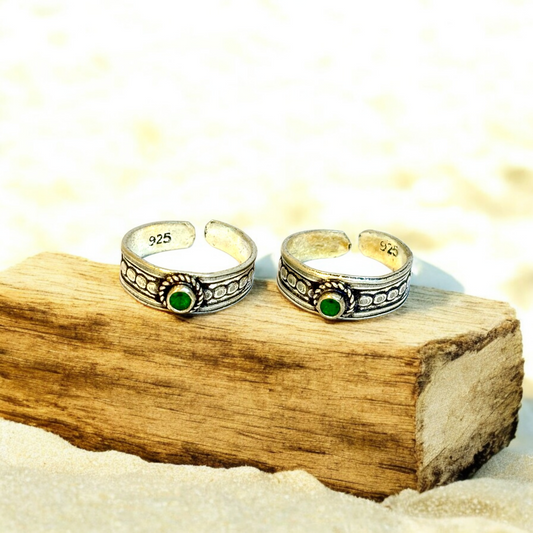 Oxidised Green Toe Ring