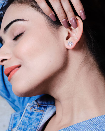Silver Flower Studs