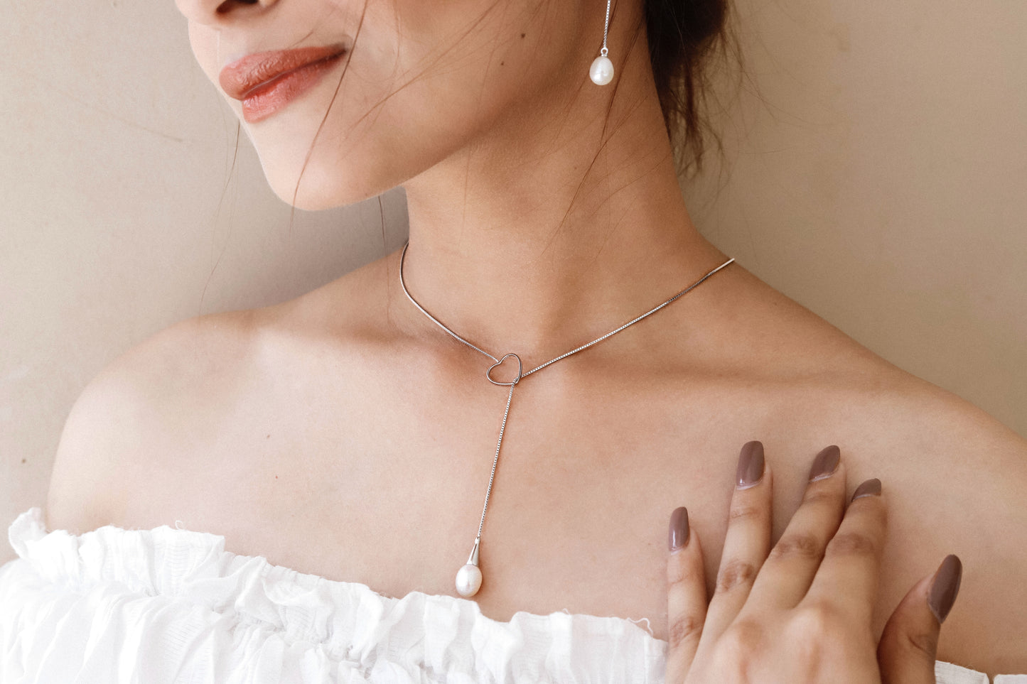 Pearl Drop Lariat Set