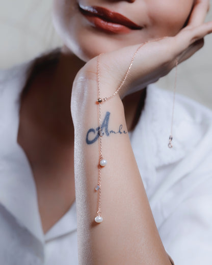 Diamond Pearl Lariat Set