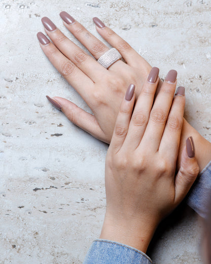 Rosegold Square Studded Ring