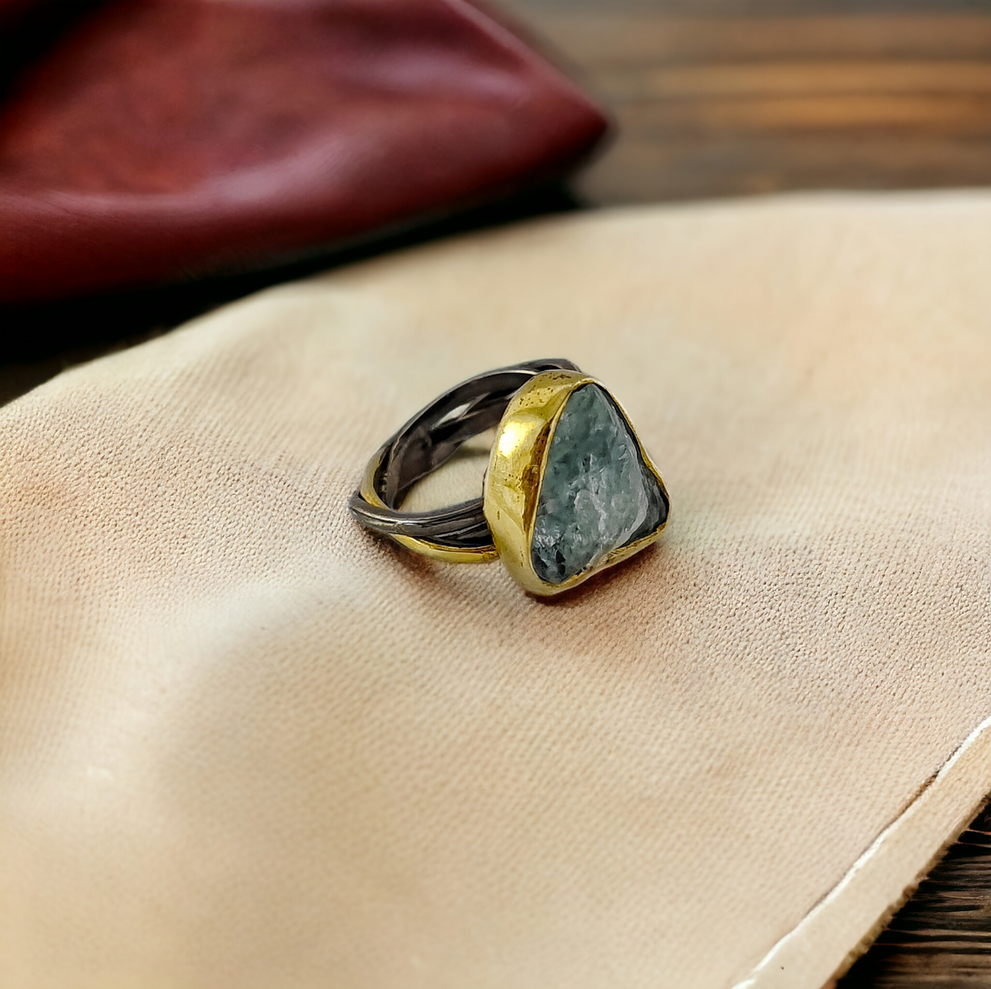 RAW CELESTITE CYRSTAL RING