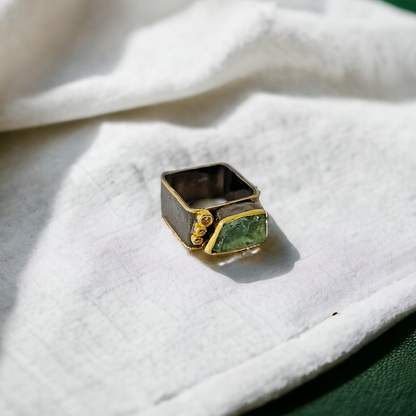 RAW FLUORITE SQUARE RING
