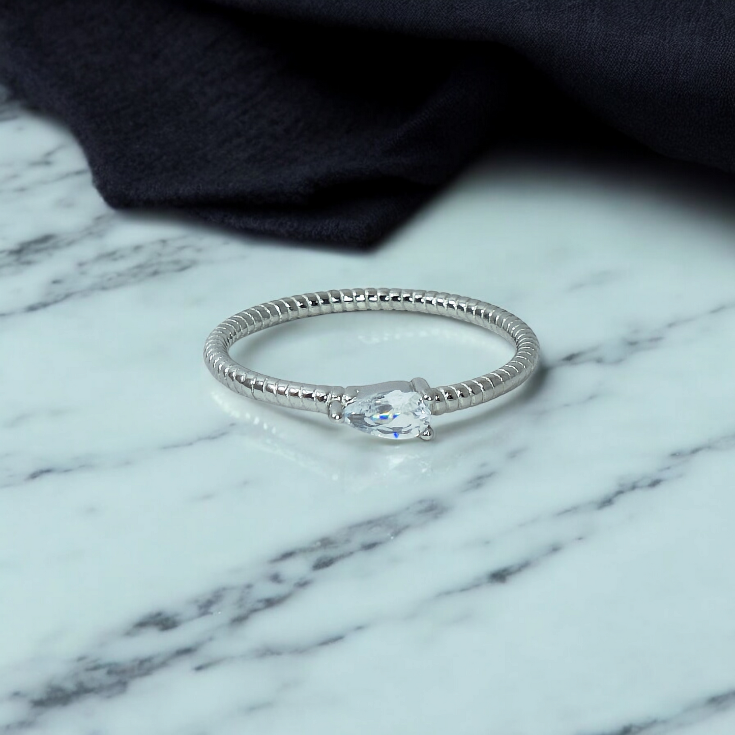 Single Pear Stone Ring