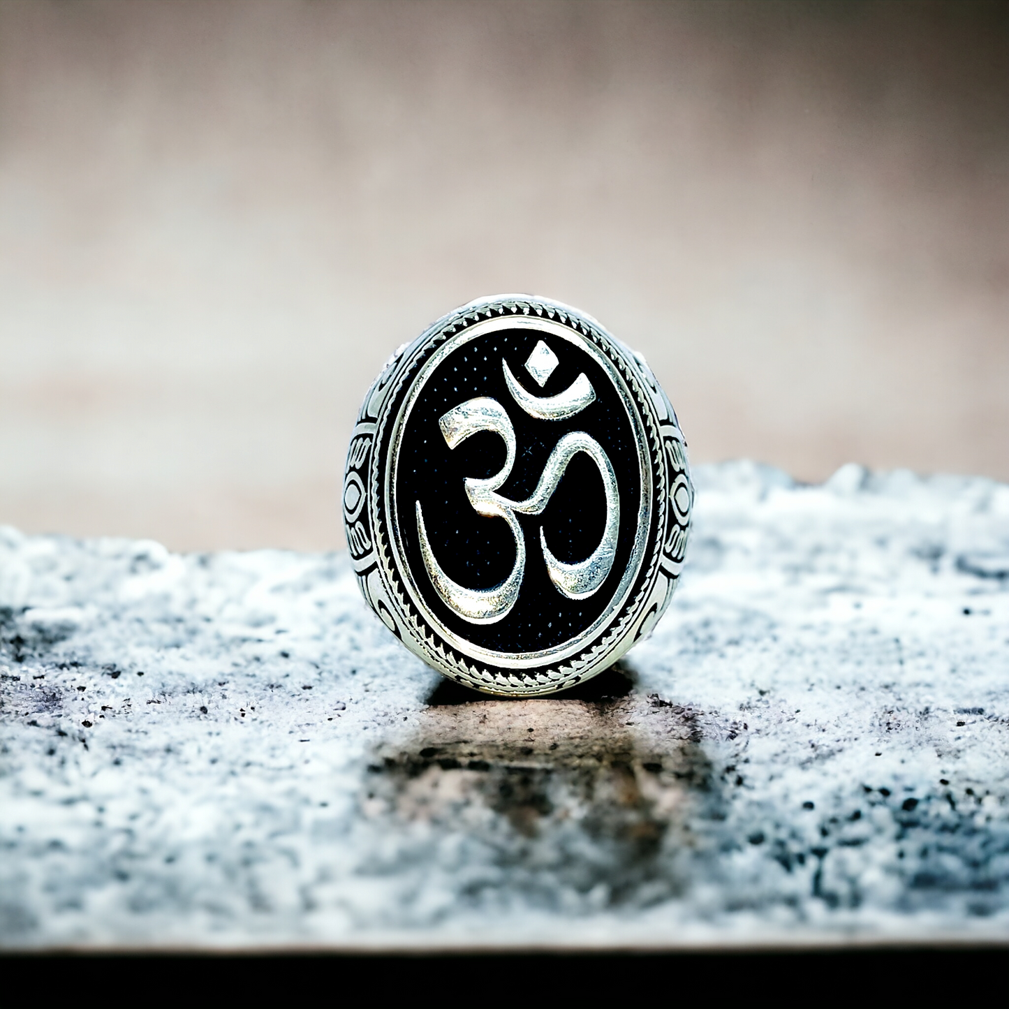 AUM Sculpted Silver Men's Ring
