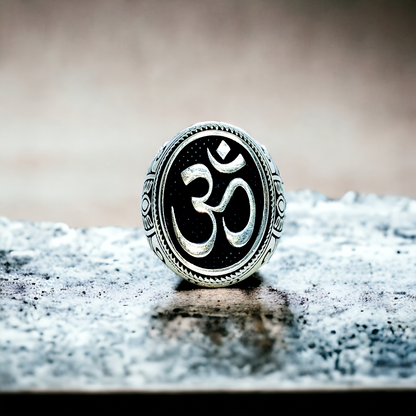 AUM Sculpted Silver Men's Ring