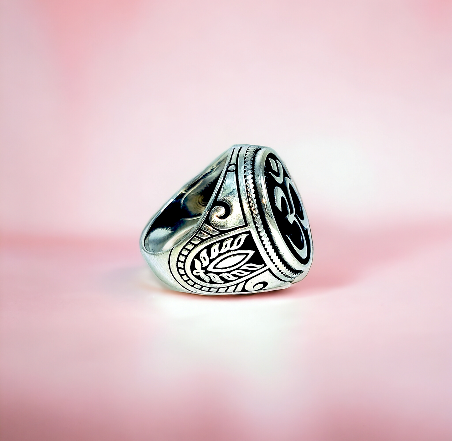 AUM Sculpted Silver Men's Ring