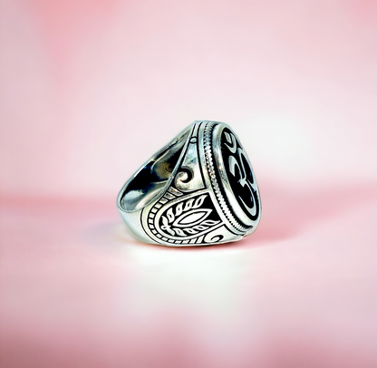 AUM Sculpted Silver Men's Ring