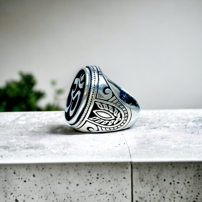 AUM Sculpted Silver Men's Ring