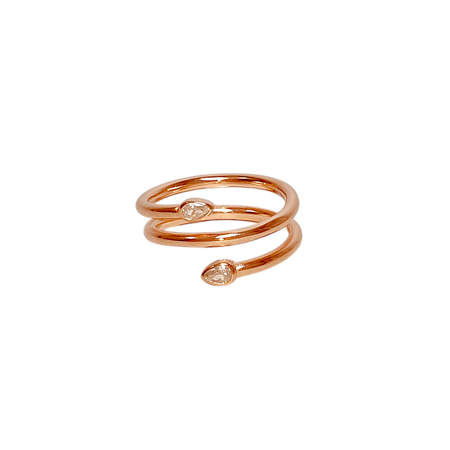 Dual Pear Spiral Silver Ring (RG)