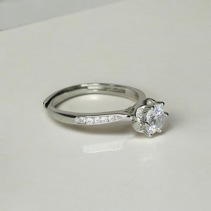 Flourish Solitaire Silver Ring