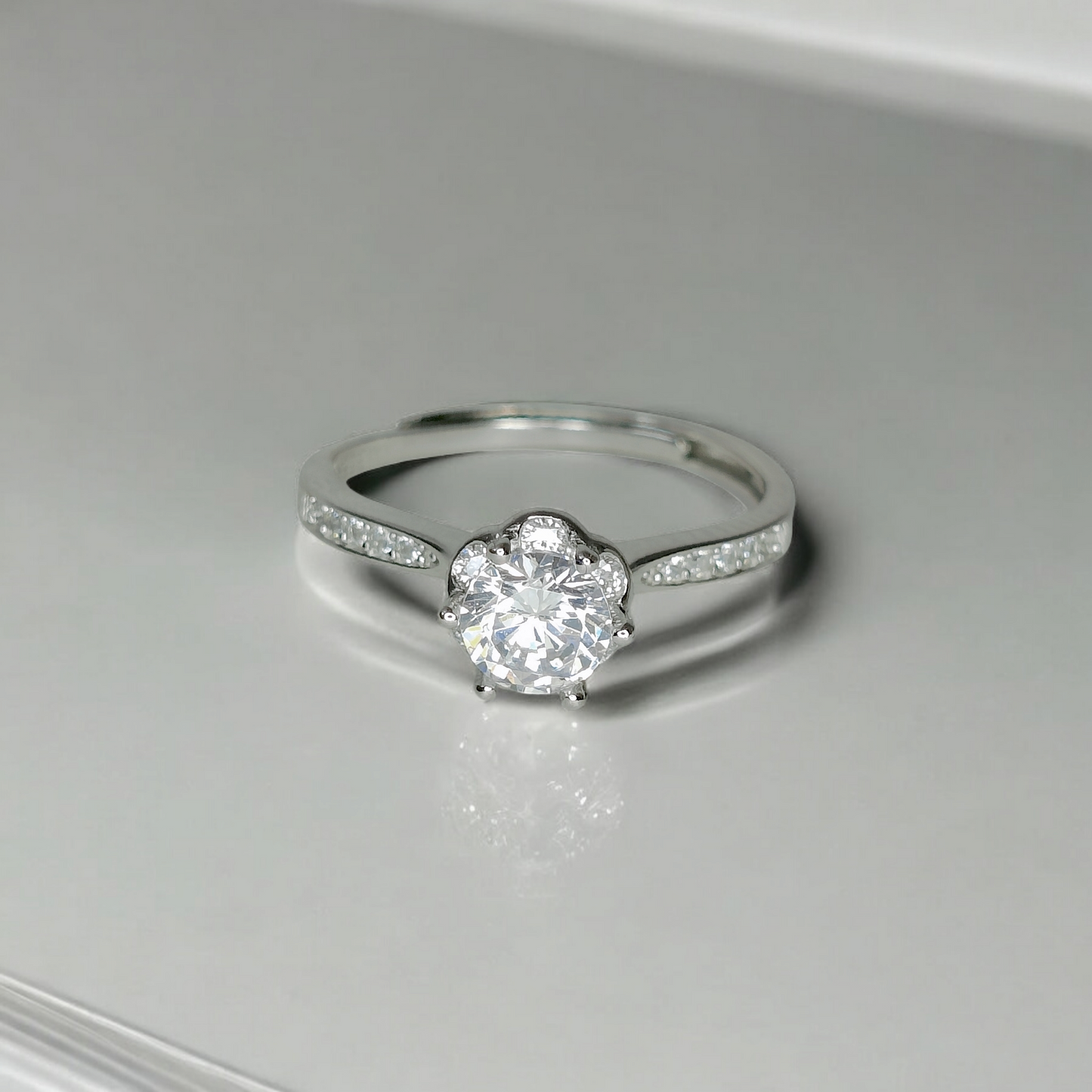 Flourish Solitaire Silver Ring