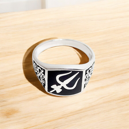 Mahadeo's Trishul Silver Ring