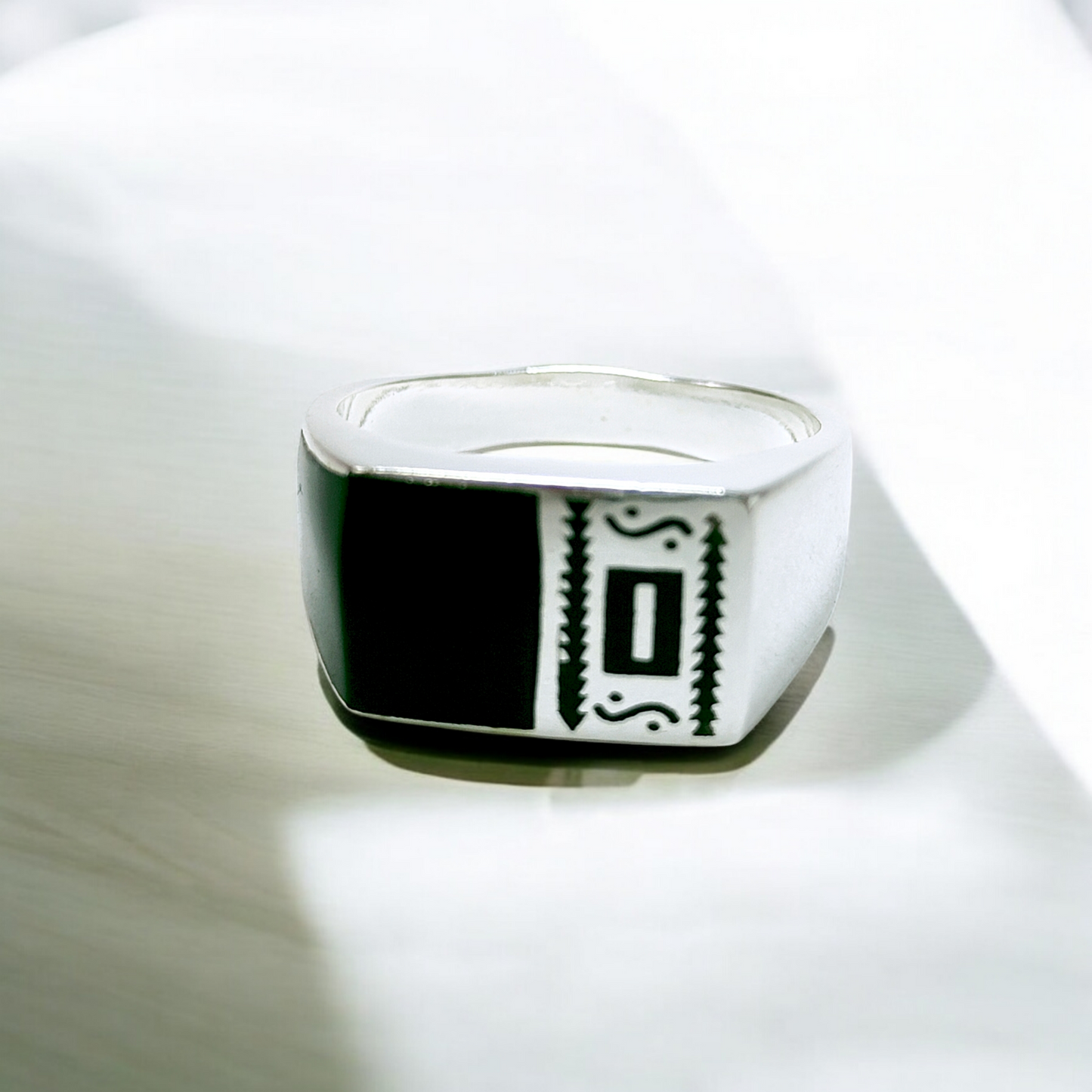 Black Onyx Silver Ring