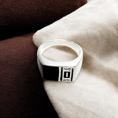 Black Onyx Silver Ring