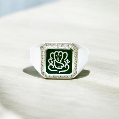 Ganesha Onyx Silver Ring