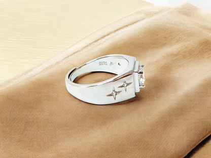 Silver Star Solitaire Ring