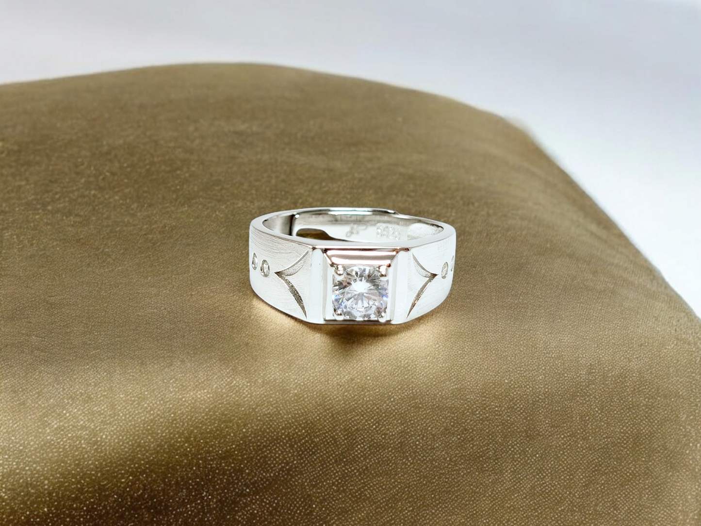 Squarish Solitaire Silver Ring