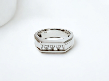 Men's Silver Solitaire Ring