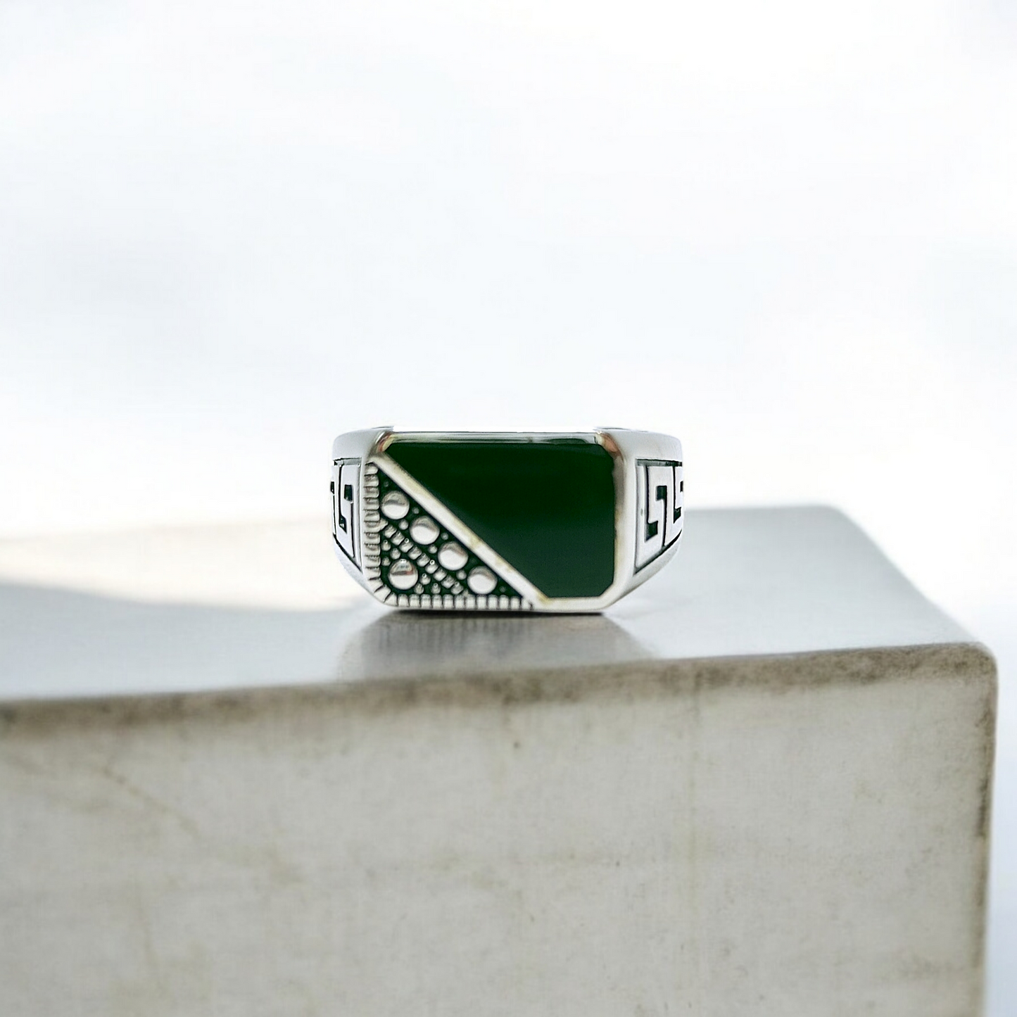 Geometric Onyx Silver Ring