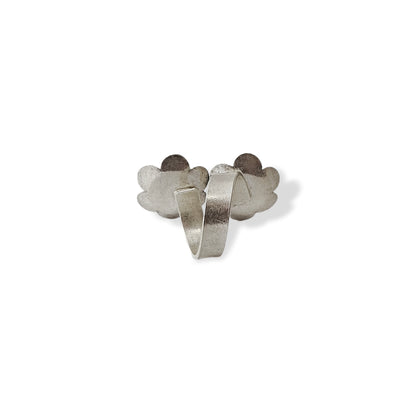 OXIDISED DUAL FLOWER RING