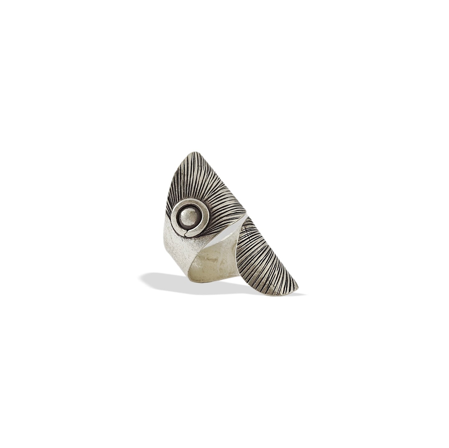 OXIDISED DUAL LEAF RING