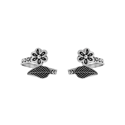 Oxidised Flower Leaf Toe Ring