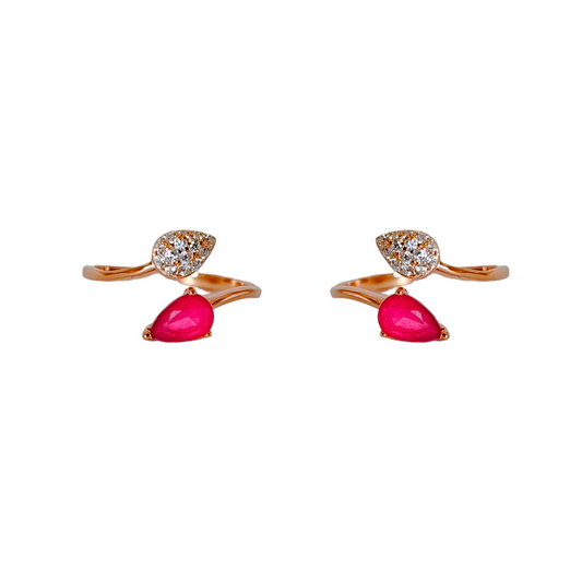 Ruby Pear CZ Toe Ring